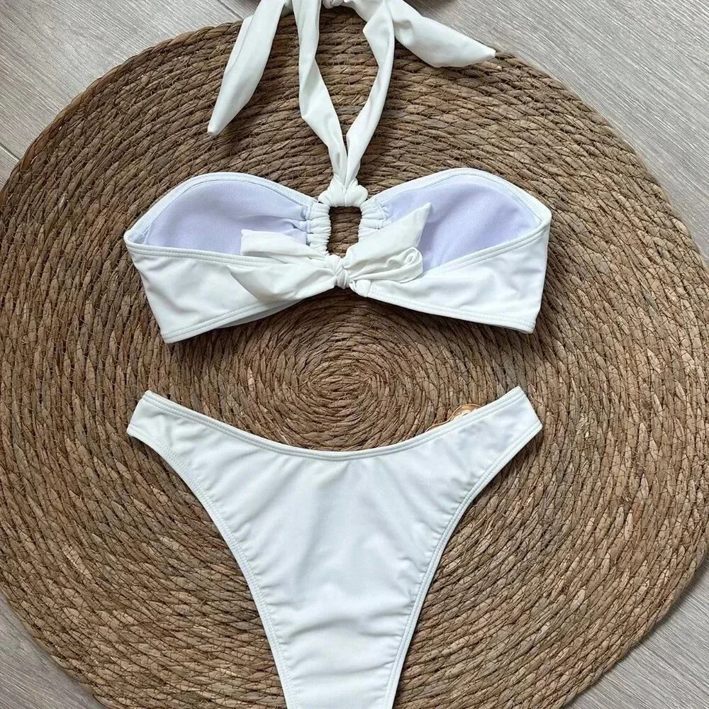 White Sexy Women's Halter Neck Bikini